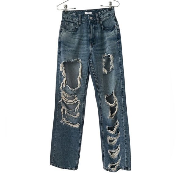 Forever 21 Premium Denim 90’s Fit Distressed Blue Jeans sz 24 (2/XS) - Picture 1 of 13
